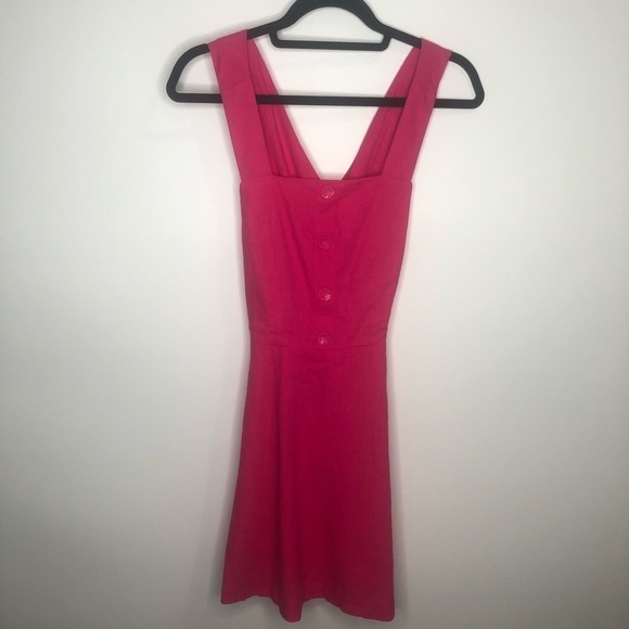✅ NWT J.O.A. Women's LINEN Fit and Flare Sleeveless HOT PINK Dress SIZE X-SMALL - Picture 2 of 6